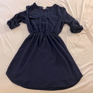 Monteau 3/4 sleeve dress in navy blue